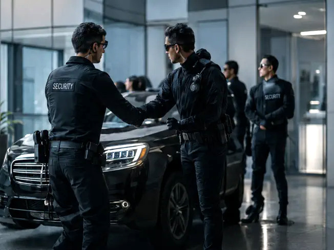 Securetas security personnel coordinating an assignment